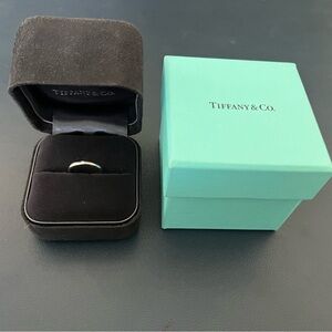 Tiffany & Co. Elsa Peretti Platinum Band Diamond Stacking Ring 0.02 ct - Size 4